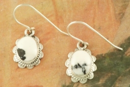 Genuine White Buffalo Turquoise Sterling Silver Earrings